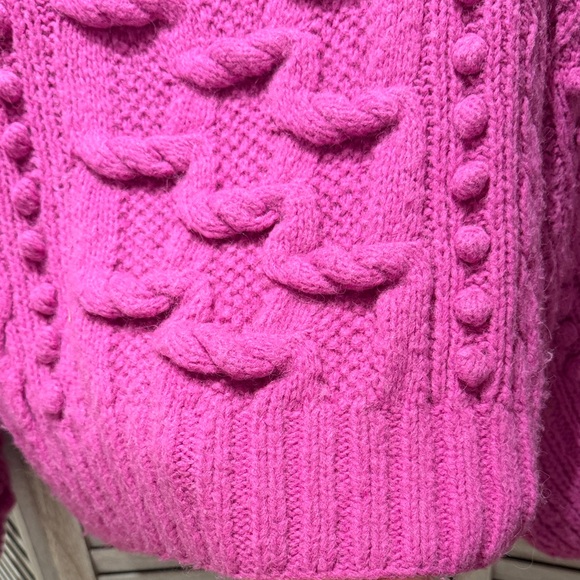 Textured Cable & Bobble Knit Sweater - Hot Pink - Picture 8 of 10